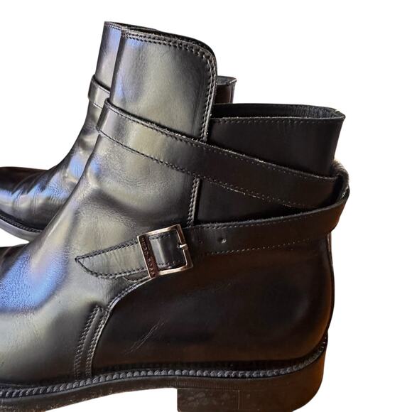 Hugo Boss Men's Jodhpur Style Leather Ankle Boots Black Made in Italy Size 9 - Picture 2 of 10